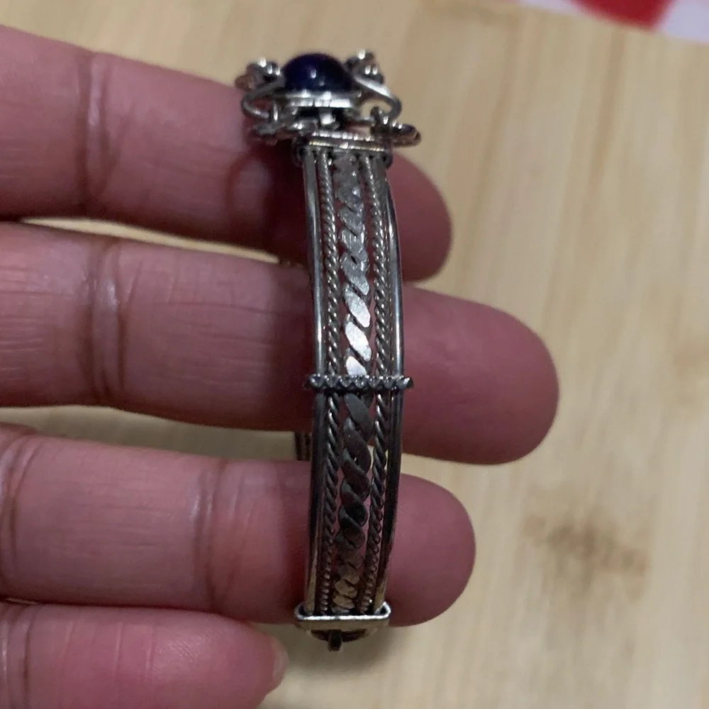 Vintage Silver and Blue Bracelet - Picture 2 of 5